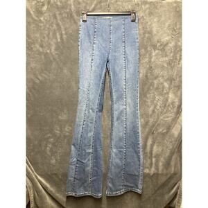 Free People We The Free High Rise Pull On Flare Jeans Sz 24 Reg Indie Boho 70s